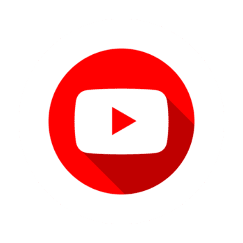 round red youtube logo with white thick border and long shadow free png